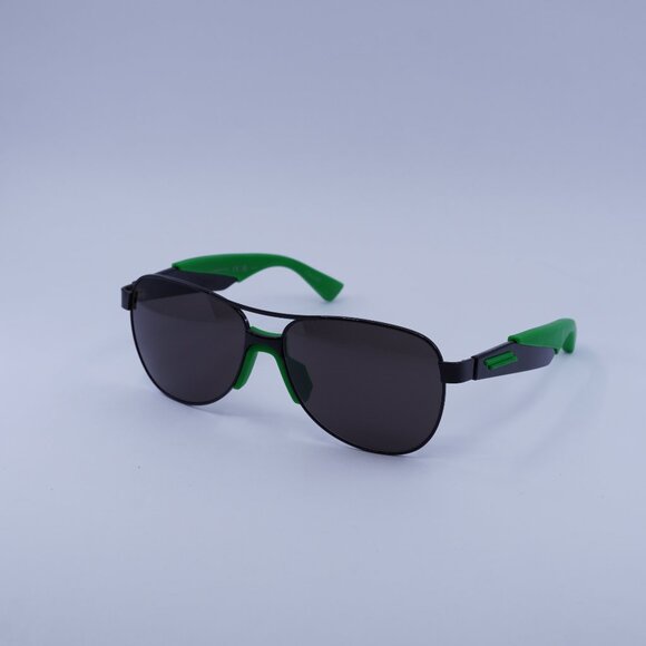 Bottega Veneta BV1231S 001 Sunglasses Black/Green Aviator Frame, Grey Lenses - Picture 1 of 11